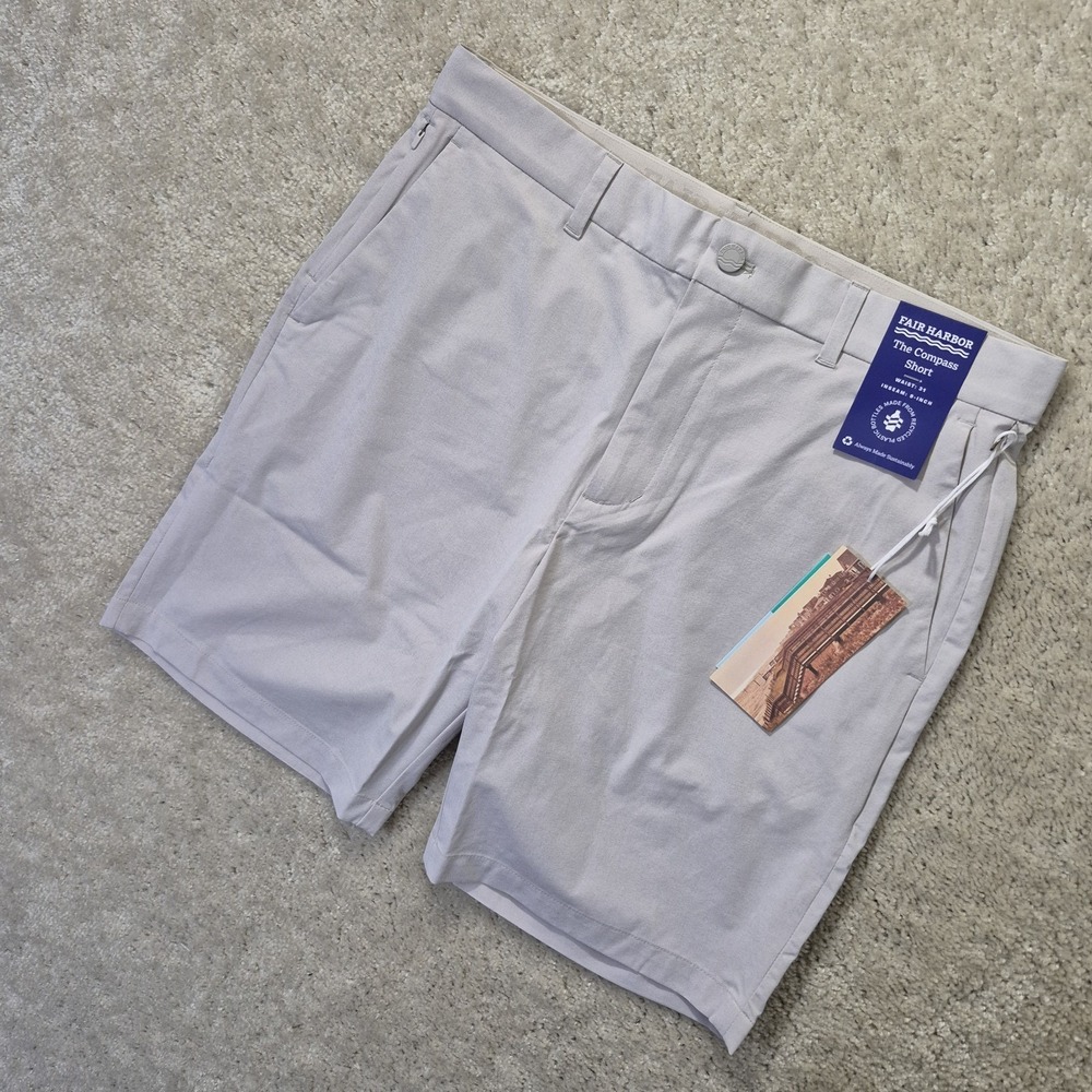 Fair Harbor The Compass Short Mens 31 Gray Performance Golf Chino Hiking New